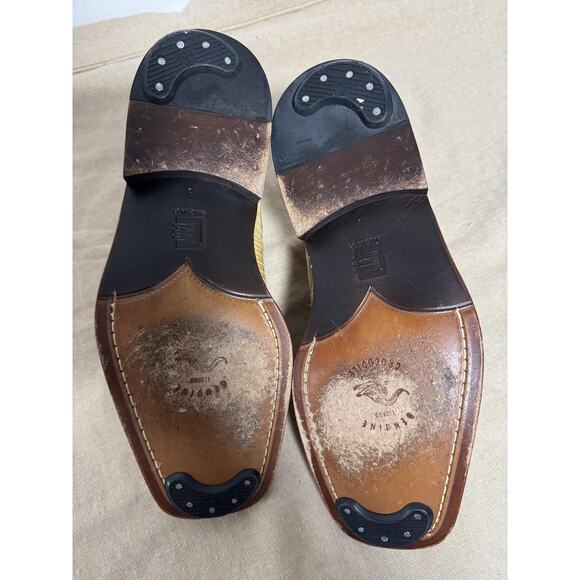 David Eden Shoes Mens Size 9 Tan Brown Genuine Lizard Crocodile Handmade Oxford